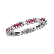 Diamond And Pink Sapphire Eternity Stack Ring Band