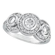 Diamond Bezel 3 Three Stone Ring