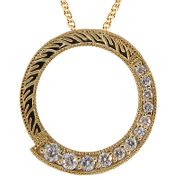 Diamond circle necklace, 6 different diamond sizes, ranging from 0.015 ct to 0.065 ct.