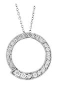 Diamond circle necklace, 6 different diamond sizes, ranging from 0.015 ct to 0.065 ct.