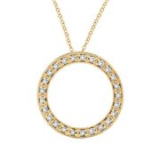 Diamond Circle Necklace Pendant 14K Yellow Gold