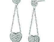 Diamond heart drop earrings