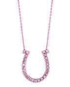 Diamond Horseshoe Pendant Necklace Pink Gold