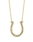 Diamond Horseshoe Pendant Necklace Yellow Gold