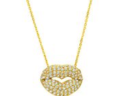 Diamond lips necklace