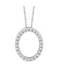 Diamond Oval Pendant Necklace White Gold