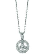 Diamond Peace Sign Pendant Necklace