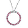 Diamond & Pink Sapphire Circle Pendant Necklace