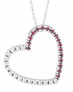 Diamond & Pink Sapphire Heart Pendant Necklace