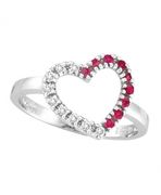 Diamond & Pink Sapphire Heart Ring