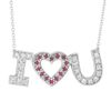 Diamond & Pink Sapphire "I Love You" Pendant Necklace