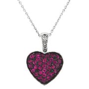 Diamond & pink sapphire medium heart necklace