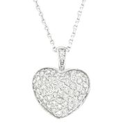 Diamond Puffed Heart Pendant Necklace