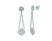 Diamond round & square drop earrings