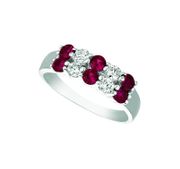 Diamond & ruby 2 rows ring