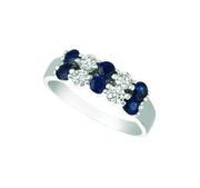 Diamond & sapphire 2 rows ring