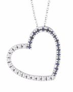 Diamond & Sapphire Heart Pendant Necklace