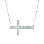 Diamond sideway cross necklace