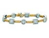 Diamond square & round 2 bars bracelet