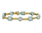 Diamond square & round 2 bars bracelet