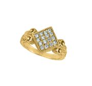 Diamond square shape ring