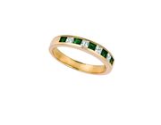 Emerald and Diamond Princess Cut Band Ring