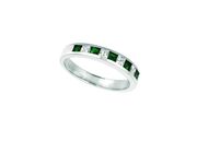 Emerald and Diamond Princess Cut Band Ring