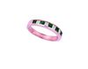 Emerald and Diamond Princess Cut Band Ring