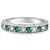 Emerald And Diamond Ring, 14K White Gold Stackable