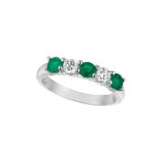 Emerald & diamond 5 stones ring