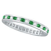 Emerald & Diamond Channel Set ETERNITY Band