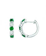 Emerald & diamond hoop earrings