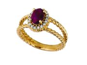 Emerald & diamond oval ring