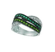 Green , blue & white diamond ring