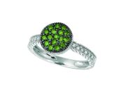 Green & white diamond round ring
