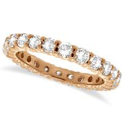 Pink gold eternity diamond ring