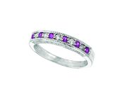 Pink Sapphire And Diamond Ring, 14K White Gold Stackable