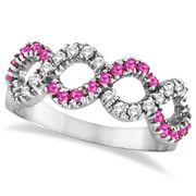 Pink Sapphire and Diamond Swirl Ring