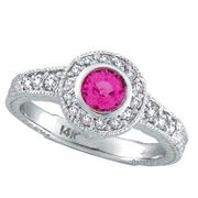 Pink Sapphire Bezel Ring with Diamond