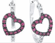 Pink Sapphire & Diamond Earrings White Gold