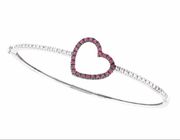 Pink Sapphire & Diamond Heart Bangle