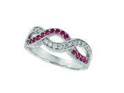 Pink sapphire & diamond twisted ring