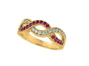 Pink sapphire & diamond twisted ring