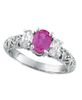 Pink Sapphire Three Stone Diamond Engagement Ring