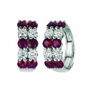 Ruby & diamond 2 rows hoop earrings