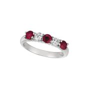Ruby & diamond 5 stones ring