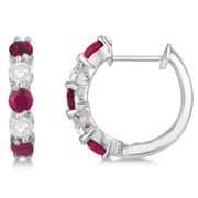 Ruby & diamond hoop earrings