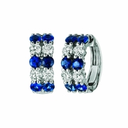 Sapphire & diamond 2 rows hoop earrings