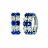 Sapphire & diamond 2 rows hoop earrings