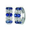 Sapphire & diamond 2 rows hoop earrings